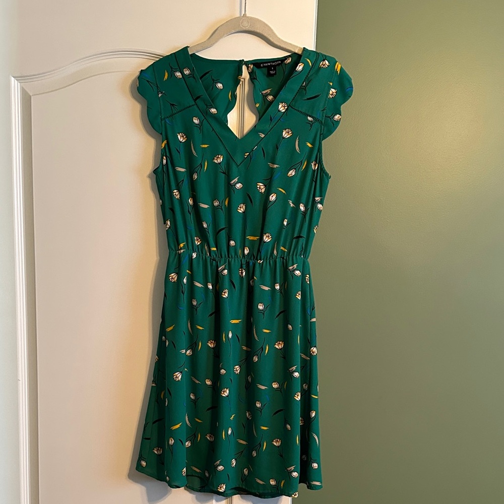41 Hawthorn Green Floral Fit-and-Flare Mini Dress